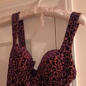 Leopard Print Padded Bustier Tank - Brown/Black